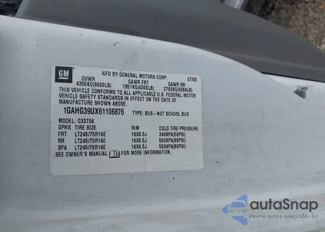 2006 Chevrolet Express Ls from USA, damaged, VIN 1GAHG39UX61106876